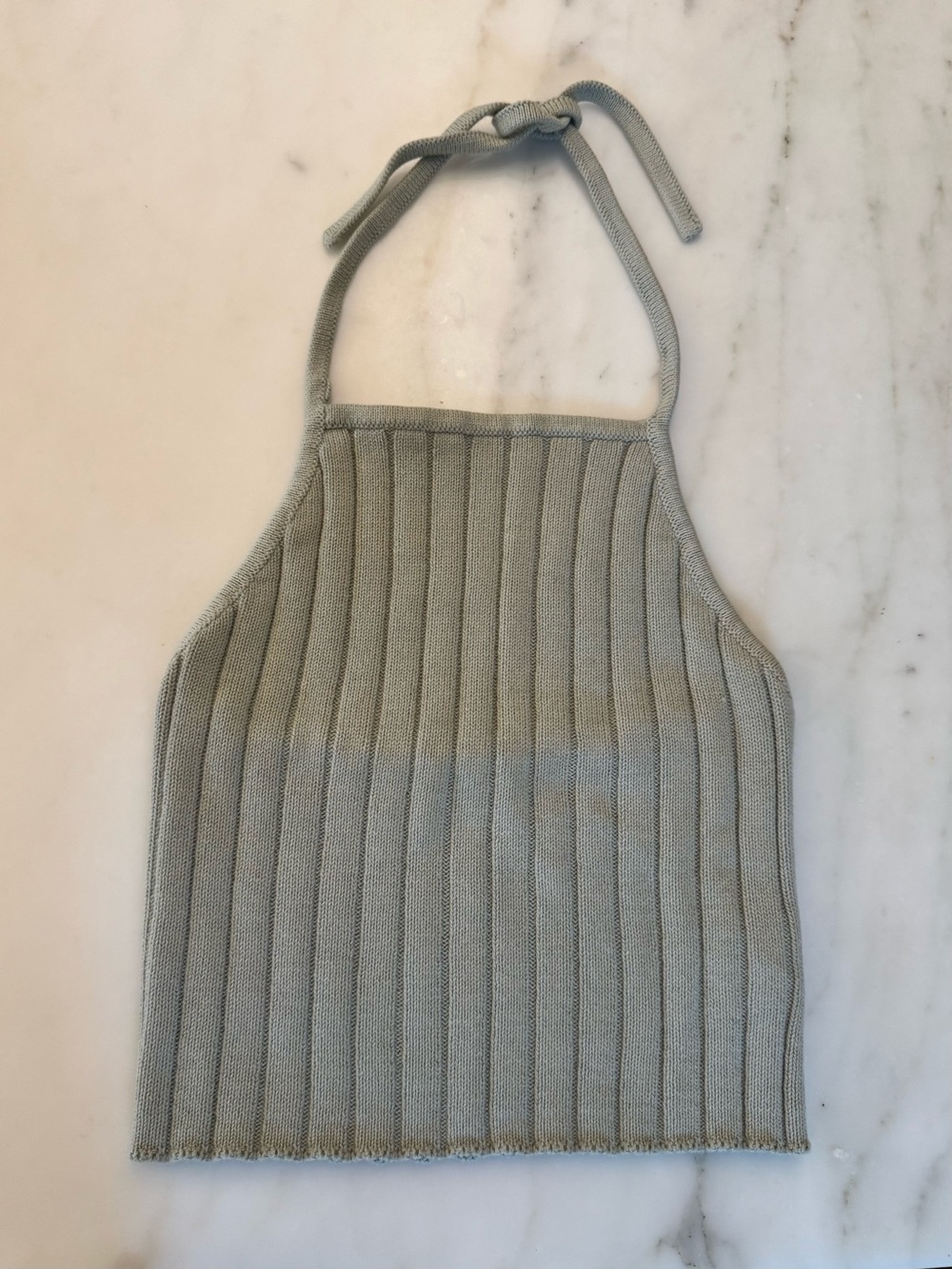 Brandy Melville Ribbed knit Halter Crop Top - Sage Green